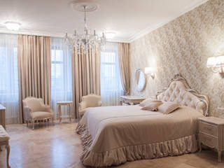 Квартира в Москве, Студия текстильного дизайна "Времена года" Студия текстильного дизайна 'Времена года' غرفة نوم قماش Amber/Gold