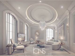 Home Interior Design in Parisian Style , IONS DESIGN IONS DESIGN Soggiorno minimalista Marmo Grigio