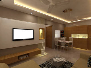 1bhk Residence, Andheri, SPACE DESIGN STUDIOS SPACE DESIGN STUDIOS غرفة المعيشة