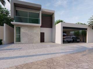 RENDER DE FACHADA PRINCIPAL homify Casas pequeñas Concreto