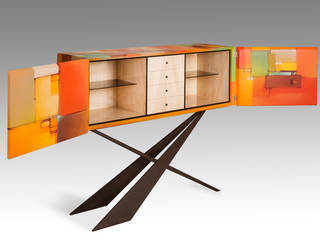 Cabinet contemporain "Mondes opposés", julien lachaud ébéniste julien lachaud ébéniste Salle à manger moderne