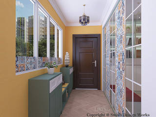 Entrance Swish Design Works Modern Corridor, Hallway and Staircase Yellow
