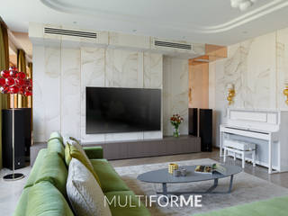 "La Dolce Vita" Appartment in Saint Petersburg, MULTIFORME® lighting MULTIFORME® lighting ห้องนั่งเล่น กระจกและแก้ว ไฟห้องนั่งเล่น