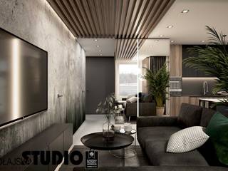 Apartament przy ul. Lema , MIKOŁAJSKAstudio MIKOŁAJSKAstudio ห้องนั่งเล่น