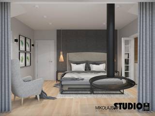 DOM RODZINNY, MIKOŁAJSKAstudio MIKOŁAJSKAstudio Kamar Tidur Gaya Eklektik