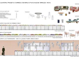 Terrazzo privato Roma 2 , Lavinia Raccah Architetto Paesaggista Lavinia Raccah Architetto Paesaggista Тераса