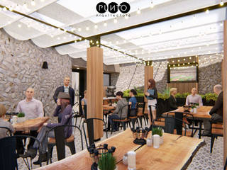 Restaurante Mexicano Contemporaneo, Punto Arq. Punto Arq. Modern style balcony, porch & terrace