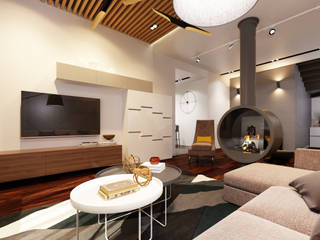 Коттедж в Мичуринском , TIME DESIGN STUDIO TIME DESIGN STUDIO Minimalist living room
