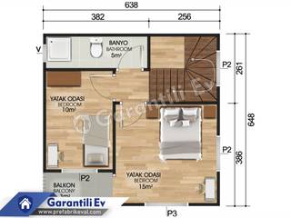 Kaş Dubleks Prefabrik Ev 82 m2, Prefabrik Prefabrik Espacios comerciales Compuestos de madera y plástico