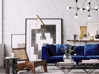 Blue & Gold, Wiktoria Ginter - interiorismo Wiktoria Ginter - interiorismo Living room Concrete Blue