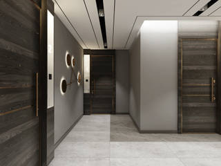 OTEL LOBBY , WALL INTERIOR DESIGN WALL INTERIOR DESIGN Moderne gangen, hallen & trappenhuizen
