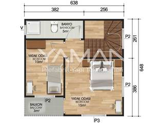 82 m2 Dubleks Prefabrik Ev, Prefabrik Ev (Yaman Prefabrik) Prefabrik Ev (Yaman Prefabrik)