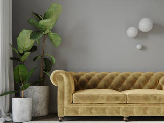 GOLDFISH, J.Lykasova J.Lykasova Mediterranean style living room Grey