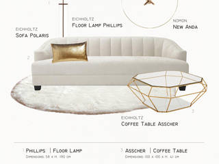 #01. GOLD & WHITE, DeALL DeALL Classic style living room Beige