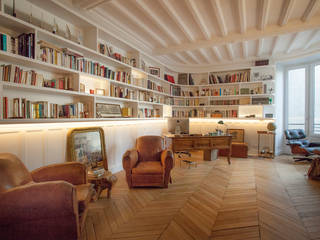 Modernisation d'un appartement haussmannien 250 m2, Créateurs d'Interieur Créateurs d'Interieur Eclectic style study/office Wood