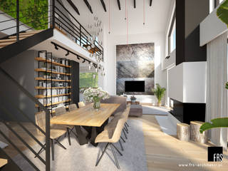 Dom w Tyńcu, FRS ARCHITEKCI FRS ARCHITEKCI Modern living room