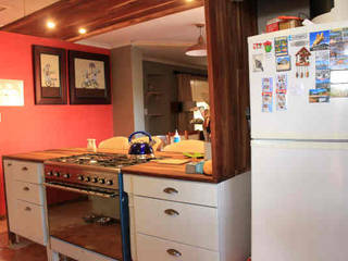 Hand Painted Pine kitchen, with Kiaat tops, Dust Factory Dust Factory