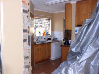 Hand Painted Pine kitchen, with Kiaat tops, Dust Factory Dust Factory