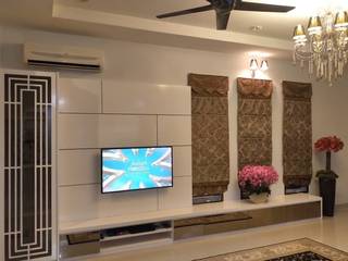 DESIGN AND BUILD TV CABINET AT AMPANGAN, NEGERI SEMBILAN, eL precio eL precio Salas de estilo moderno Contrachapado Blanco