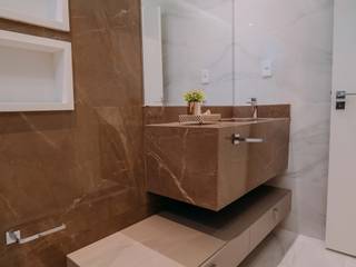 Banheiro Hospedes, ISADORA MARTEL interiores ISADORA MARTEL interiores Bagno minimalista Ceramica Marrone