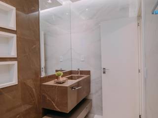 Banheiro Hospedes, ISADORA MARTEL interiores ISADORA MARTEL interiores Minimalist style bathrooms Ceramic White