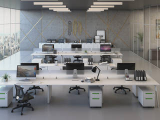 Oficinas Brickell, Gabriela Afonso Gabriela Afonso Estudios y despachos de estilo moderno Blanco