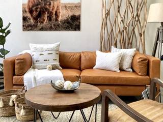 Otoño Photoshoot Decor One Modern living room Leather Sofas & armchairs