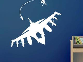 FIGHTER PLANE WALL STICKER WHITE COLOR WallMantra Other spaces Pictures & paintings