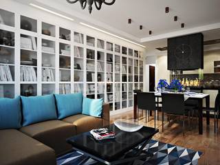 Проект квартиры студии "Глянец и бирюза", Технологии дизайна Технологии дизайна Scandinavian style living room