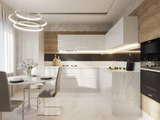 Дизайн-проект двухкомнатной квартиры, Дизайн-бюро "ДА!" Дизайн-бюро 'ДА!' Nhà bếp phong cách tối giản