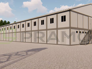 ALMANYA - MÜNİH TİCARET MERKEZİ KAMP PROJEMİZ, PRAMO PREFABRİCATED & STEEL PRAMO PREFABRİCATED & STEEL Murs & Sols industriels MDF