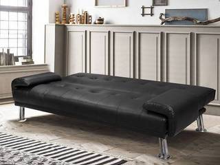 Divano letto 194x110x40 in ecopelle colore nero o bianco, Bagno Italia Bagno Italia Вітальня Шкіра Сірий