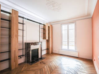 Appartement Paris 9ème, Collectif Parenthèse Collectif Parenthèse 现代客厅設計點子、靈感 & 圖片