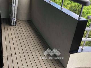 【圓弧陽台─快組地板精巧施工】, 新綠境實業有限公司 新綠境實業有限公司 Balcony Wood-Plastic Composite Wood effect
