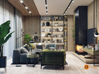 Загородный дом, Artichok Design Artichok Design Industrial style living room