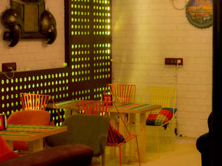 Bhaithak Cafe, Anza Design Studio Anza Design Studio Minimalist corridor, hallway & stairs