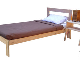 base de cama individual "dele",con cabecera, estilo-mueble estilo-mueble Dormitorios de estilo escandinavo Madera maciza Multicolor