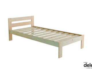 base de cama individual "dele",con cabecera, estilo-mueble estilo-mueble Dormitorios de estilo escandinavo Madera maciza Multicolor