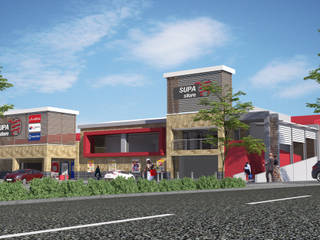 "SUPA STORE" Revamp in the heart of Dhlamini, Soweto, Red Square Architectural Studio Red Square Architectural Studio مساحات تجارية