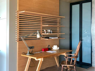 Home Office, Turquoise Turquoise Minimalistische Arbeitszimmer Massivholz Holznachbildung
