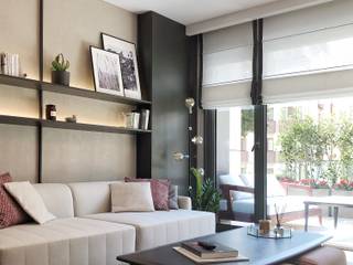 Mesa Cadde Örnek Daire 2, monoblok tasarım & içmimarlık monoblok tasarım & içmimarlık Ruang Keluarga Modern Kulit Grey