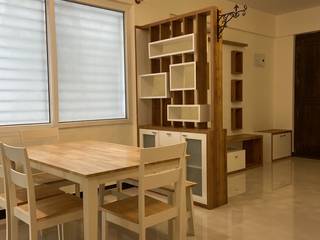 Mrs. Preeja's Residence, HSR Layout, Studio Ipsa Studio Ipsa Modern dining room Plywood Brown