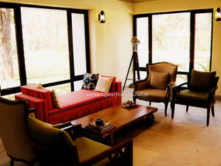 Tigerland Resort, Club Mahindra, Kanha, Earthworks Earthworks Living room Wood Wood effect
