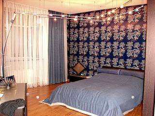 Шторы в спальне, Студия текстильного дизайна "Алессандрия" Студия текстильного дизайна 'Алессандрия' Dormitorios de estilo minimalista Textil Ámbar/Dorado
