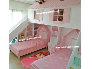 İki Kardeş İçin Kaydıraklı Çocuk Oyun Yatak Odası , MOBİLYADA MODA MOBİLYADA MODA Moderne Kinderzimmer Holz Weiß