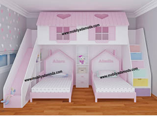 İki Kardeş İçin Kaydıraklı Çocuk Oyun Yatak Odası , MOBİLYADA MODA MOBİLYADA MODA Moderne Kinderzimmer Holz Mehrfarbig