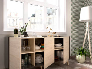 APARADOR 3 PUERTAS , INTERIORS mobiliari & decoració INTERIORS mobiliari & decoració Modern dining room Chipboard