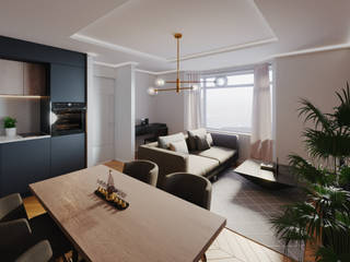 Open-Plan Living Room, Zero Point Visuals Zero Point Visuals 现代客厅設計點子、靈感 & 圖片