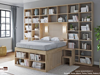 SpazioBed Libreria, cinius s.r.l. cinius s.r.l. غرفة نوم خشب متين Multicolored