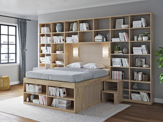 SpazioBed Libreria, cinius s.r.l. cinius s.r.l. Scandinavian style bedroom Solid Wood Multicolored